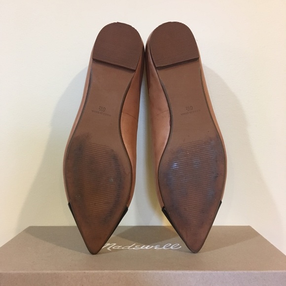 Madewell Cap Toe Pointy Leather Flats Pecan Brown - Picture 4 of 7
